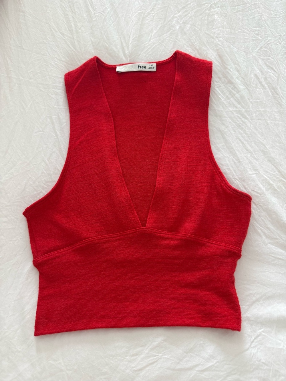 Aritzia Red Deep V Cropped Tank